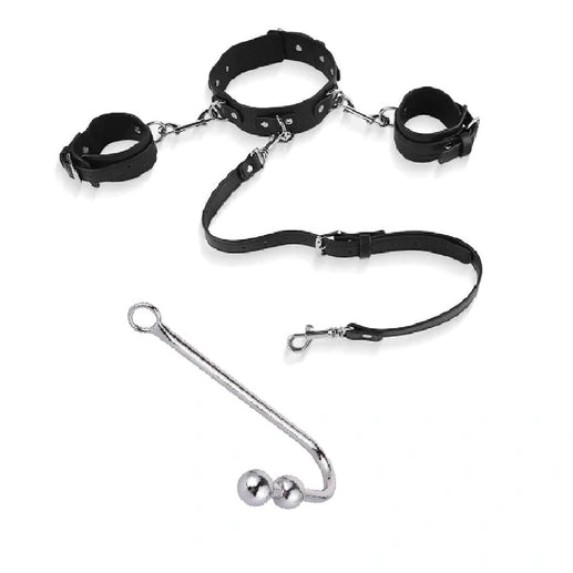 Anal Elegant Beaded Hook Collar 5334 with Cuffs and 1215